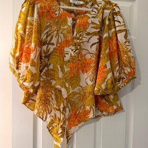Rose & Olive Orange and Green Floral Blouse